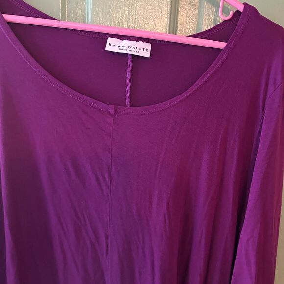 Bryn Walker Asymmetrical Long Sleeve Tunic Top M fuchsia micromodal - Picture 2 of 7